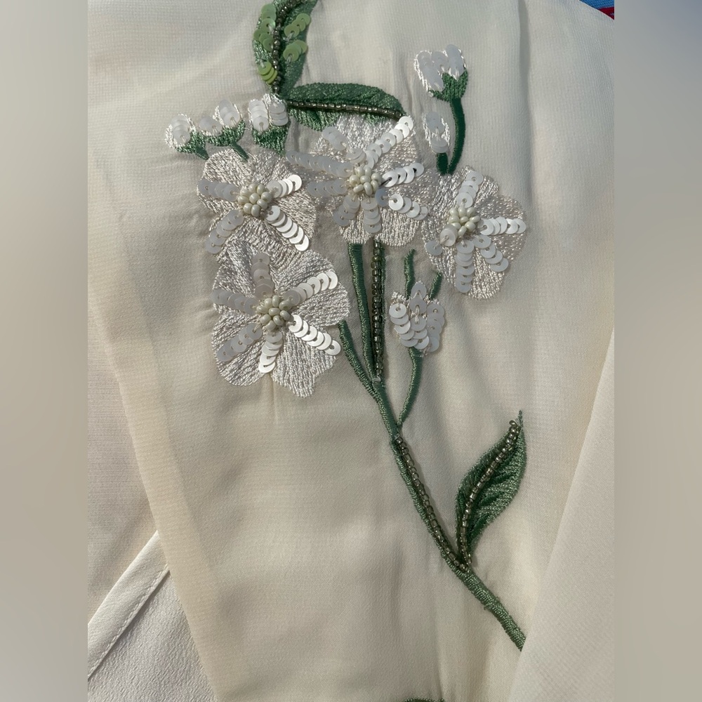 Hope & Ivy Swan Embellished Open Back Maxi Dress - Ivory Bridal Womens US Size 6 - Picture 10 of 16